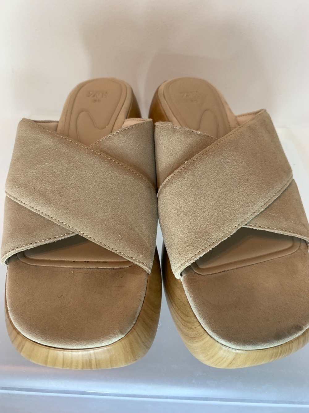 Zara Sand Brown Split Suede Sandals 39 - Picture 7 of 11